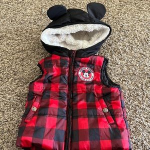 Disney Kids Red and Black Plaid Jacket